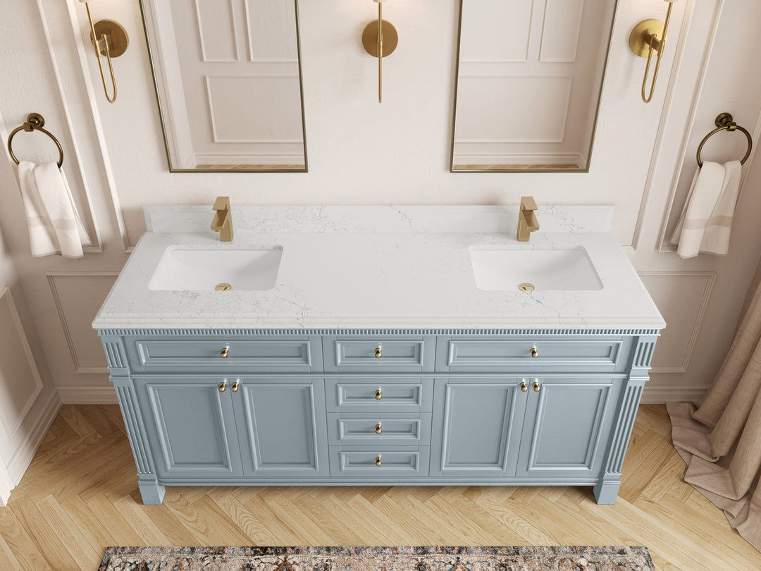 Paris 72 in. W x 22 in. D Double Sink Bathroom Vanity | 
              
                Blue Heather
                
                  
             - PRS_BLU_CA_BK_72D - photo №23