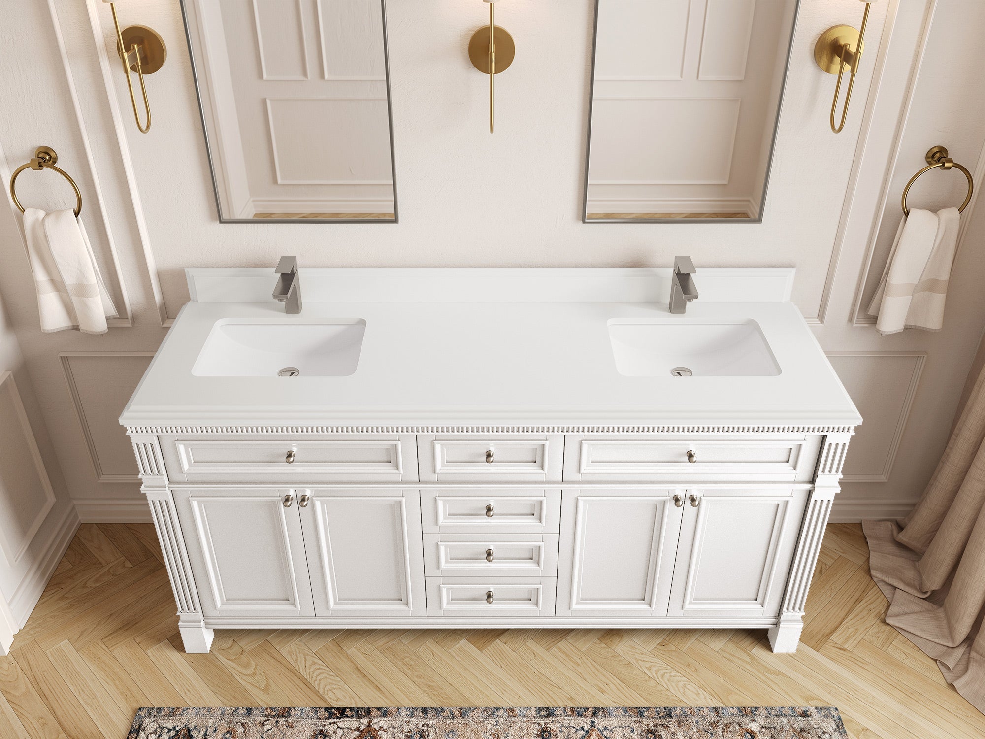 Paris 72 in. W x 22 in. D Double Sink Bathroom Vanity - Willow Bath and Vanity