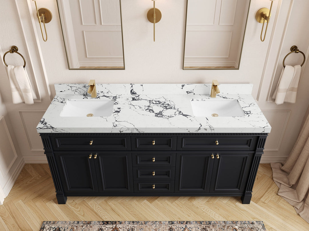 Paris 72 in. W x 22 in. D Double Sink Bathroom Vanity - Willow Bath and Vanity