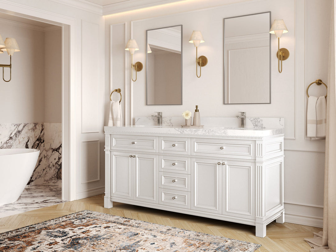 Paris 72 in. W x 22 in. D Double Sink Bathroom Vanity - Willow Bath and Vanity