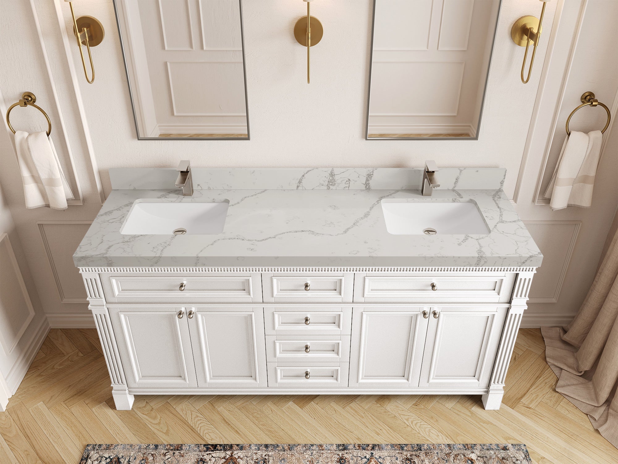 Paris 72 in. W x 22 in. D Double Sink Bathroom Vanity - Willow Bath and Vanity