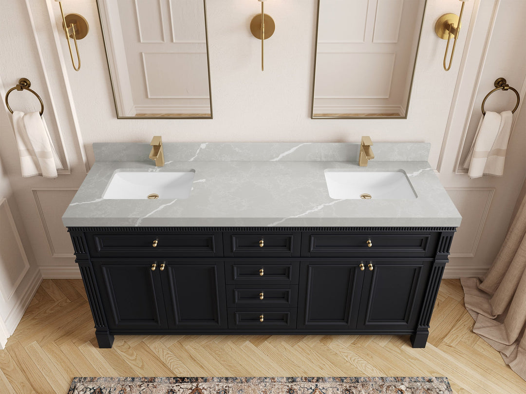 Paris 72 in. W x 22 in. D Double Sink Bathroom Vanity - Willow Bath and Vanity