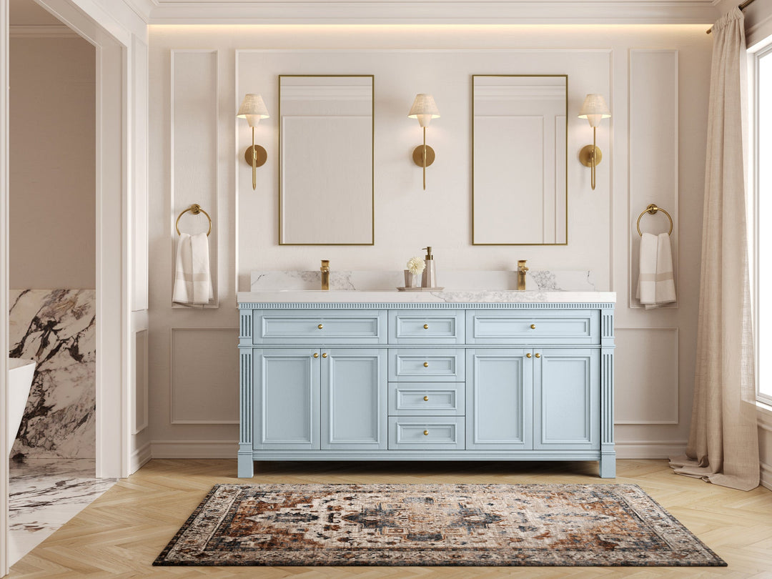 Paris 72 in. W x 22 in. D Double Sink Bathroom Vanity | 
              
                Blue Heather
                
                  
             - PRS_BLU_CA_BK_72D - photo №5