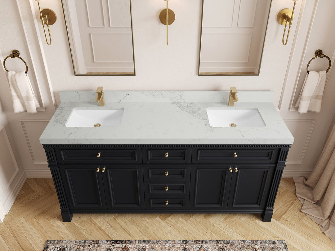 Paris 72 in. W x 22 in. D Double Sink Bathroom Vanity - Willow Bath and Vanity