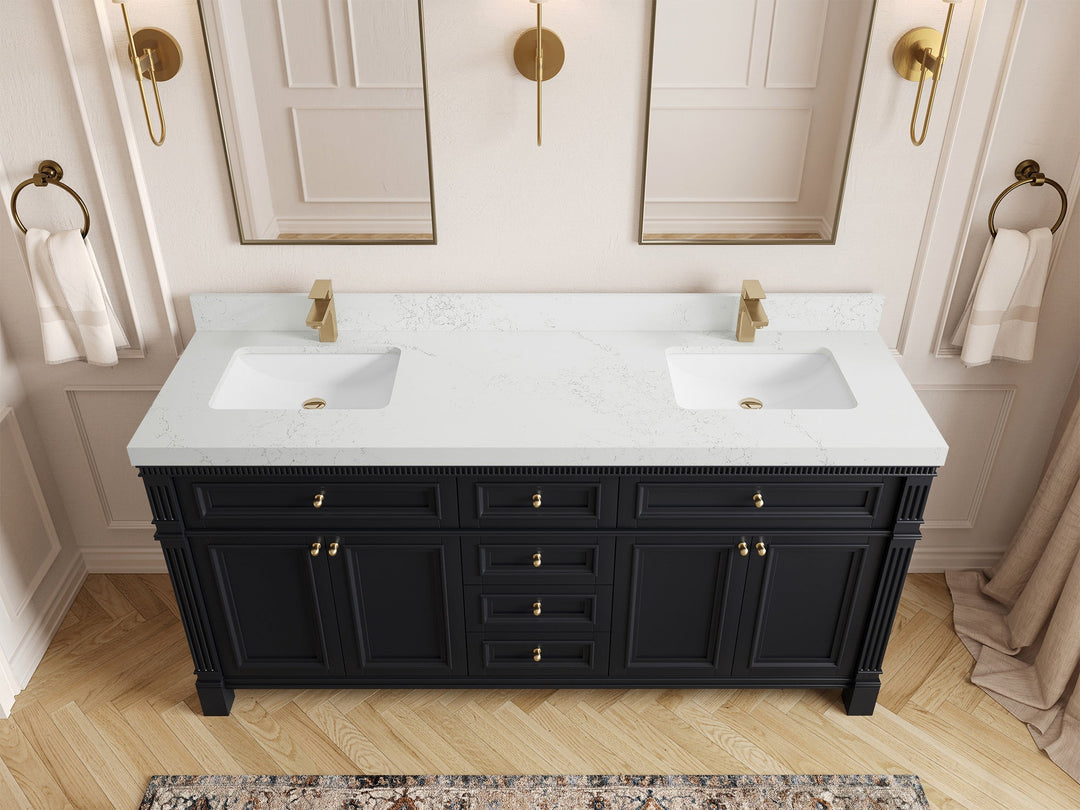Paris 72 in. W x 22 in. D Double Sink Bathroom Vanity - Willow Bath and Vanity