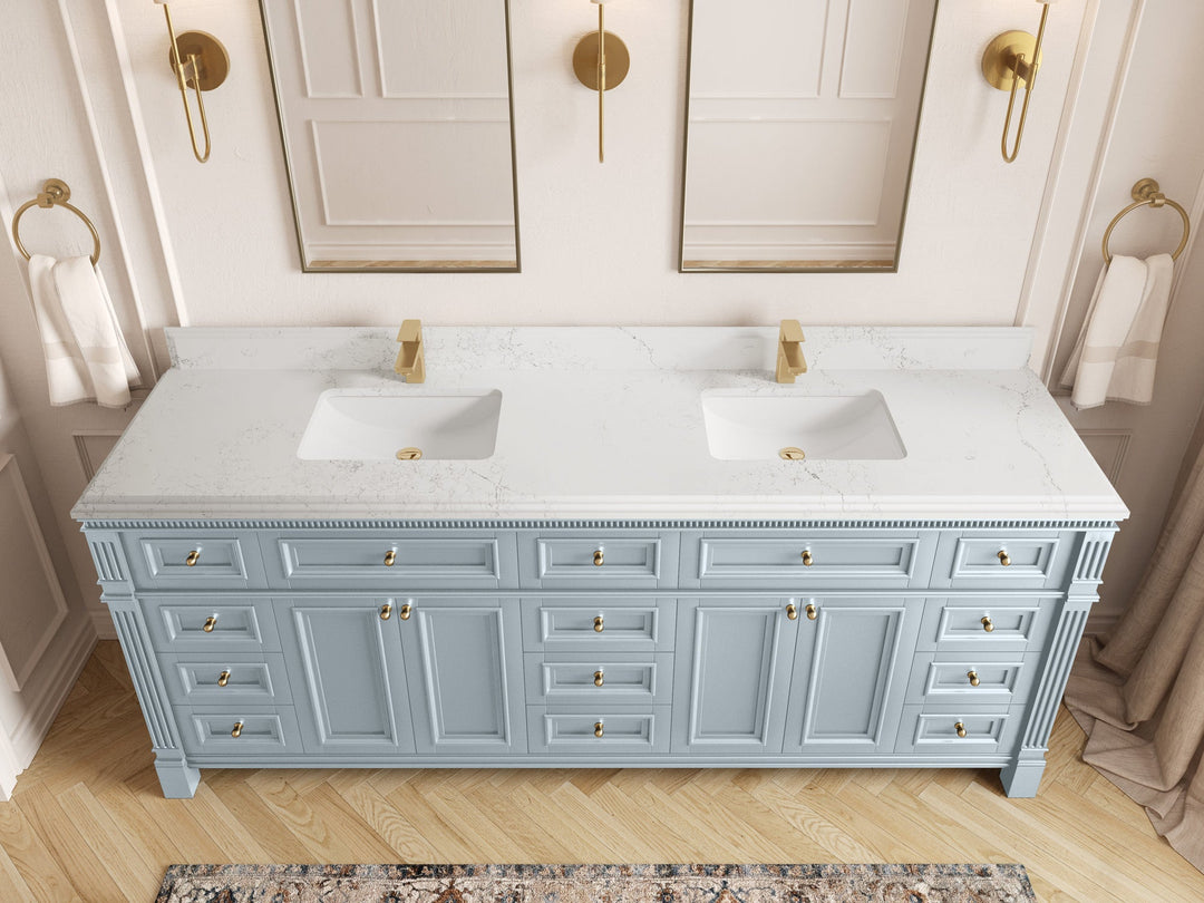 Paris 84 in. W x 22 in. D Double Sink Bathroom Vanity - Willow Bath and Vanity