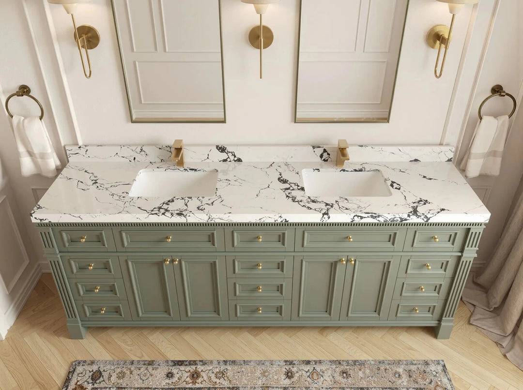 Paris 84 in. W x 22 in. D Double Sink Bathroom Vanity | 
              
                Evergreen
                
                  
             - PRS-CAB-EGN-83 - photo №5
