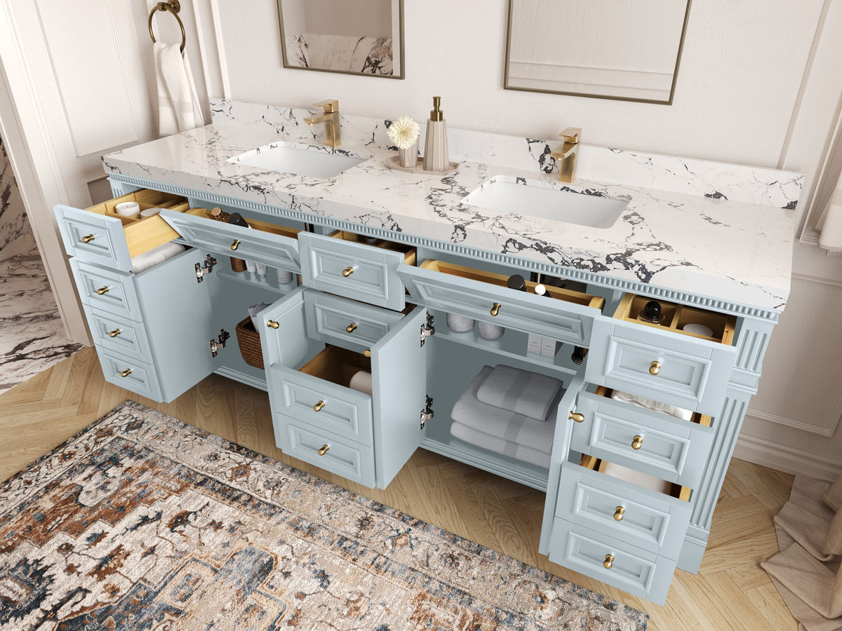 Paris 84 in. W x 22 in. D Double Sink Bathroom Vanity - Willow Bath and Vanity