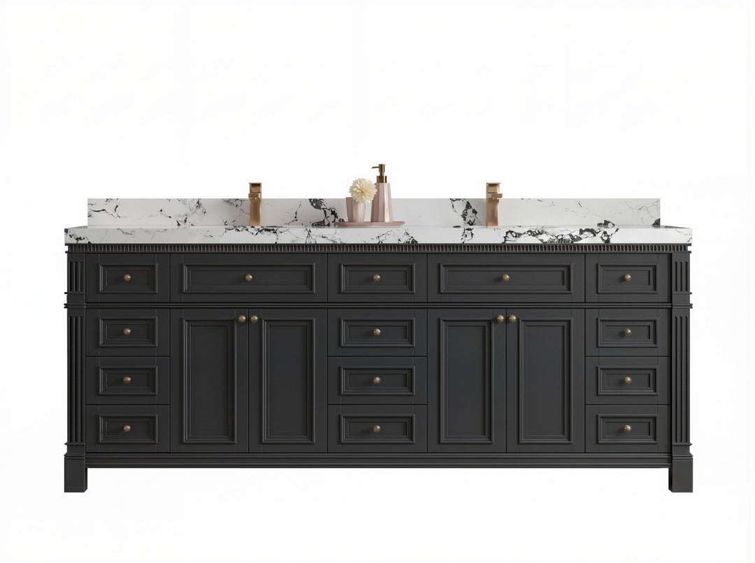 Paris 84 in. W x 22 in. D Double Sink Bathroom Vanity | 
              
                Black Top
                
                  
             - PRS_BLT_CA_BK_84 - photo №1
