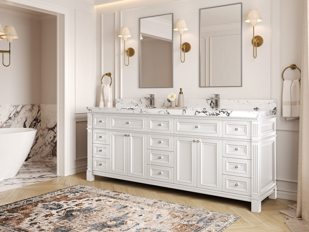 Paris 84 in. W x 22 in. D Double Sink Bathroom Vanity - Willow Bath and Vanity
