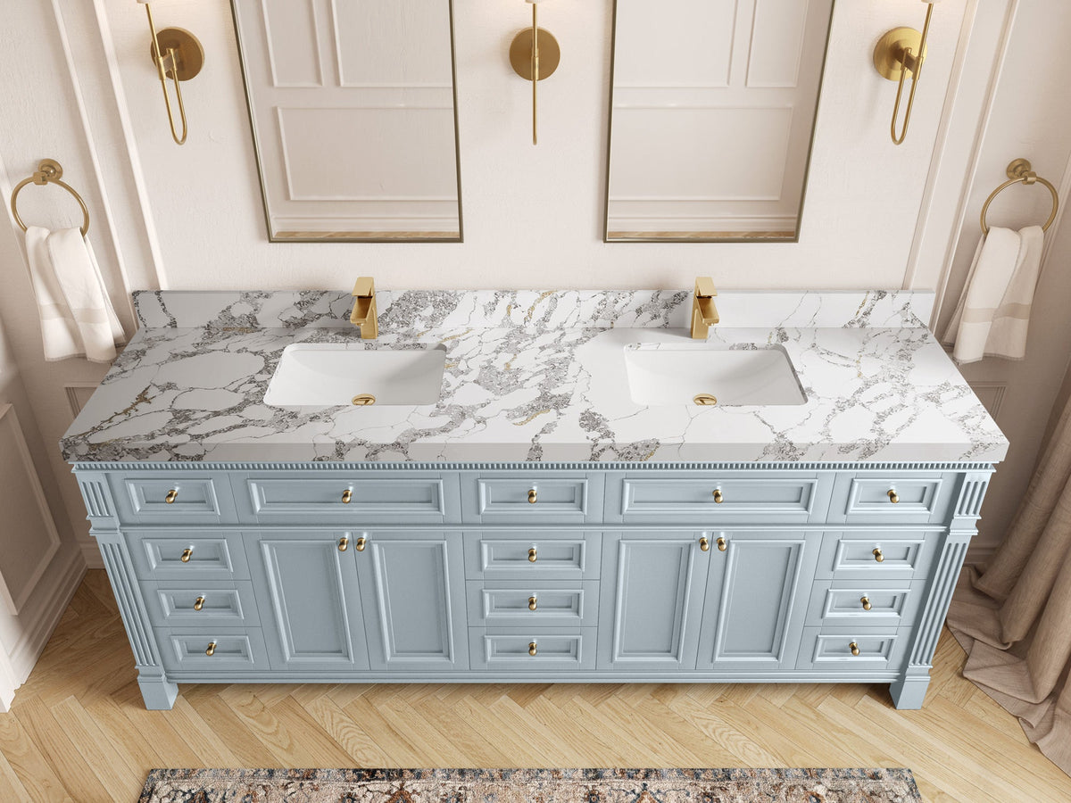 Paris 84 in. W x 22 in. D Double Sink Bathroom Vanity - Willow Bath and Vanity
