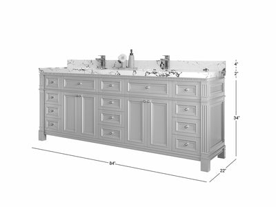 Paris 84 in. W x 22 in. D Double Sink Bathroom Vanity - Willow Bath and Vanity