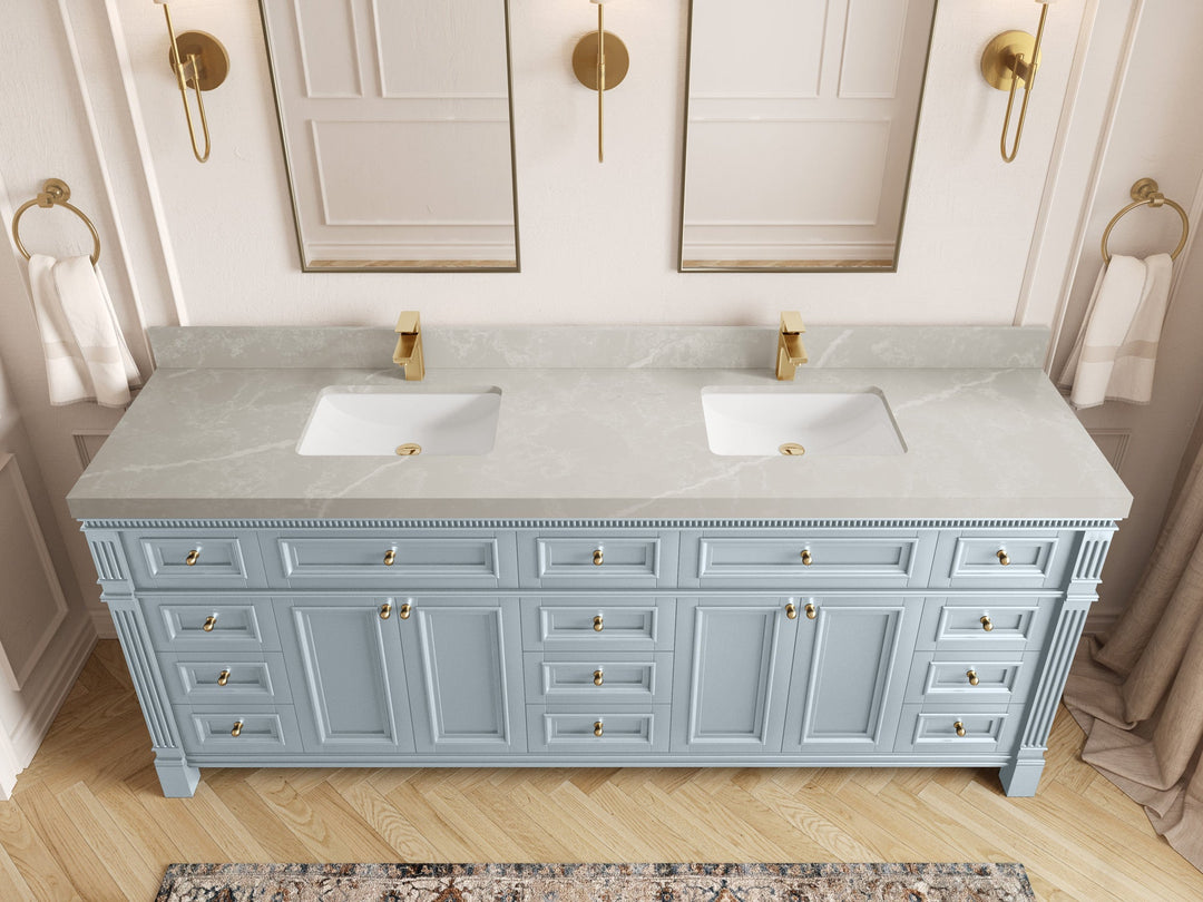 Paris 84 in. W x 22 in. D Double Sink Bathroom Vanity - Willow Bath and Vanity