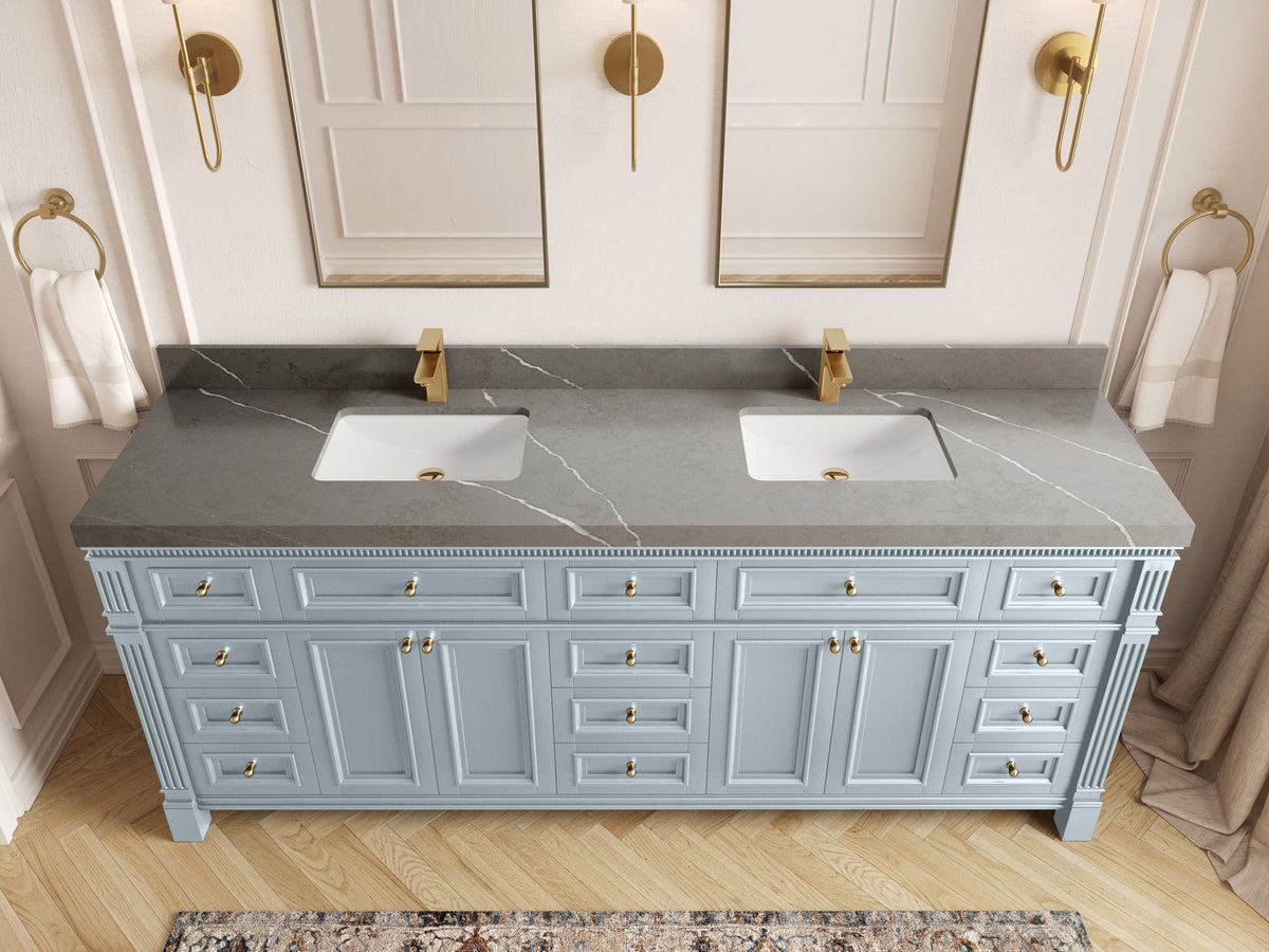 Paris 84 in. W x 22 in. D Double Sink Bathroom Vanity - Willow Bath and Vanity