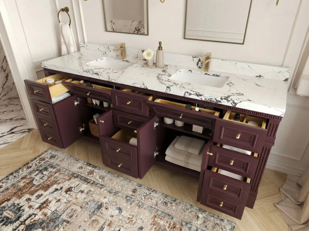 Paris 84 in. W x 22 in. D Double Sink Bathroom Vanity | 
              
                Burgundy
                
                  
             - PRS_BGD_CA_BK_84 - photo №3