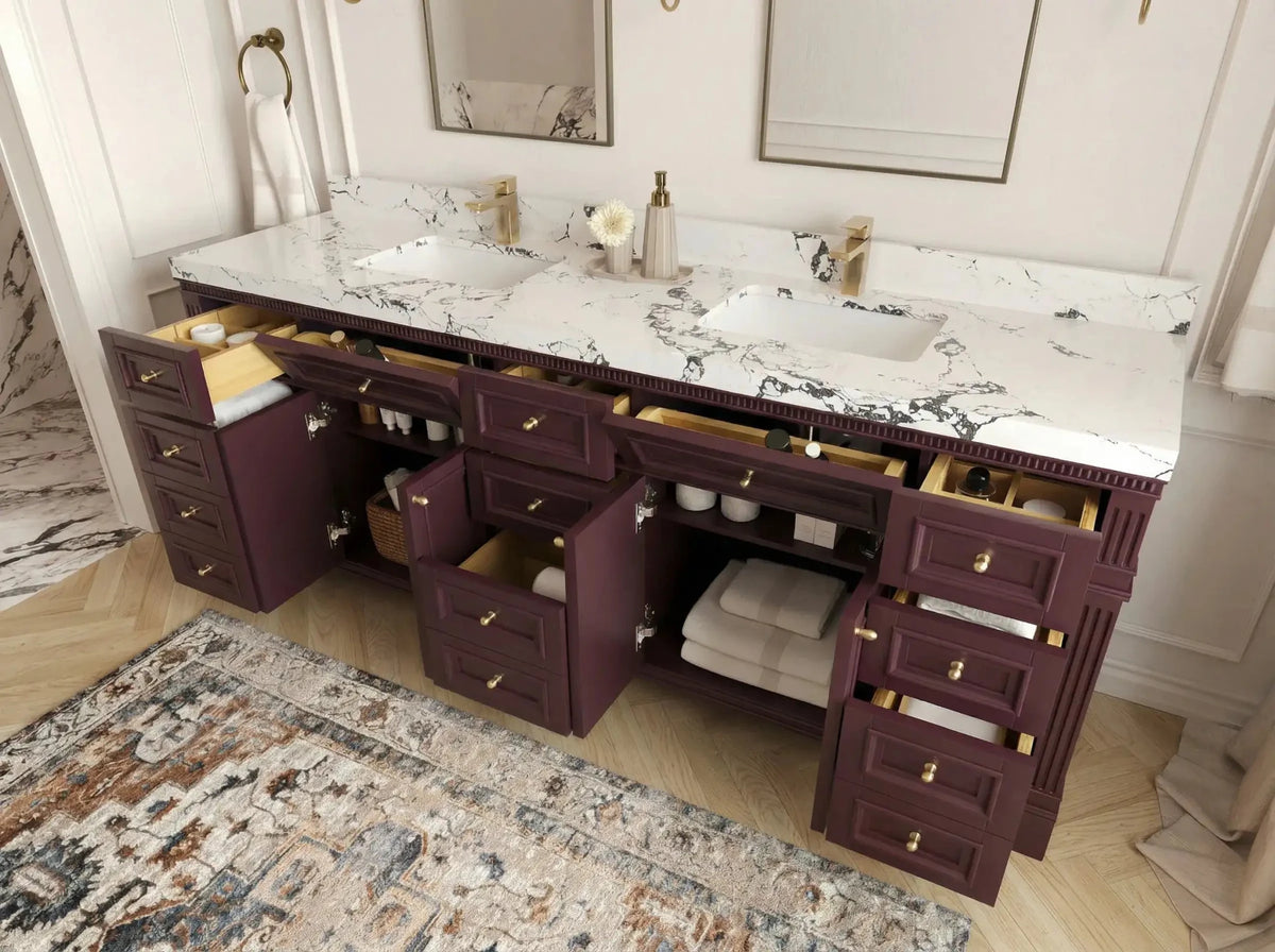 Paris 84 in. W x 22 in. D Double Sink Bathroom Vanity - Willow Bath and Vanity