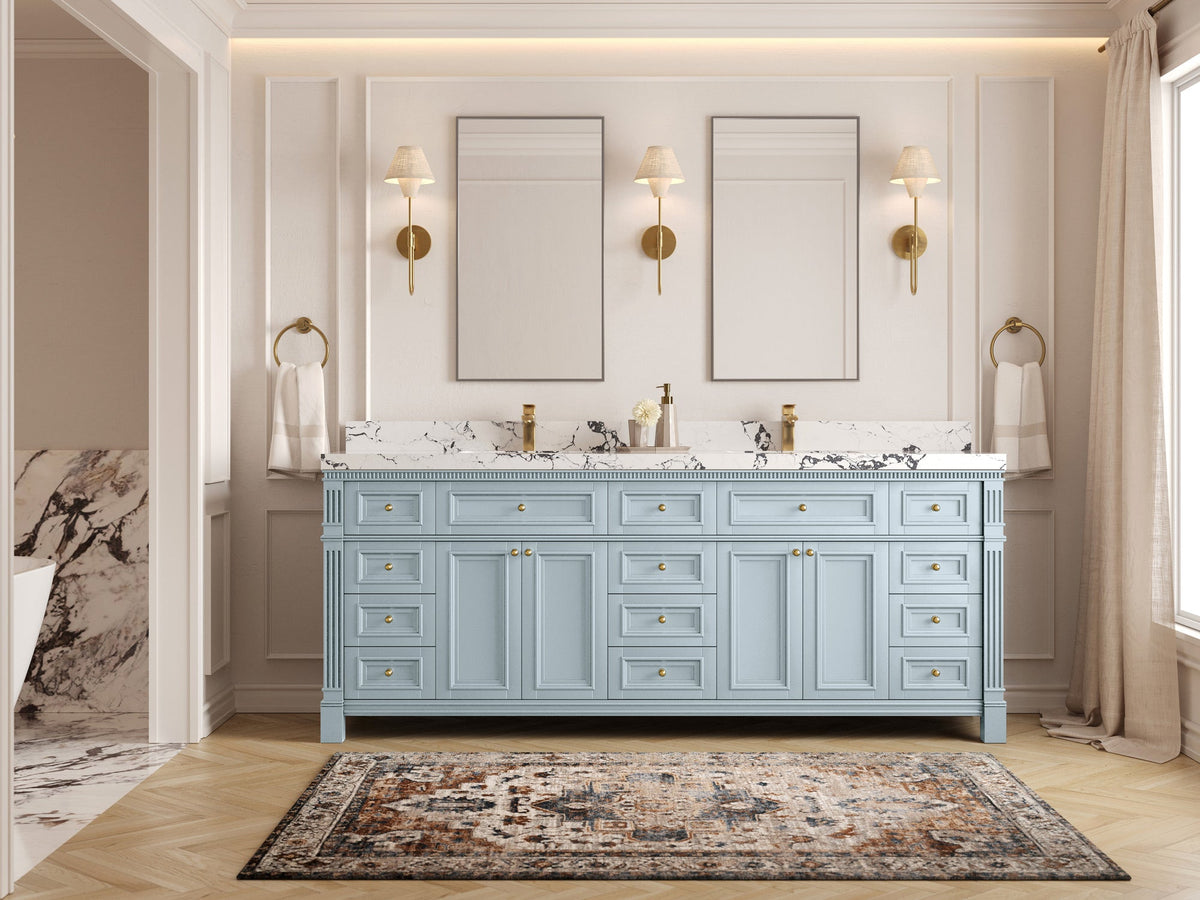 Paris 84 in. W x 22 in. D Double Sink Bathroom Vanity - Willow Bath and Vanity