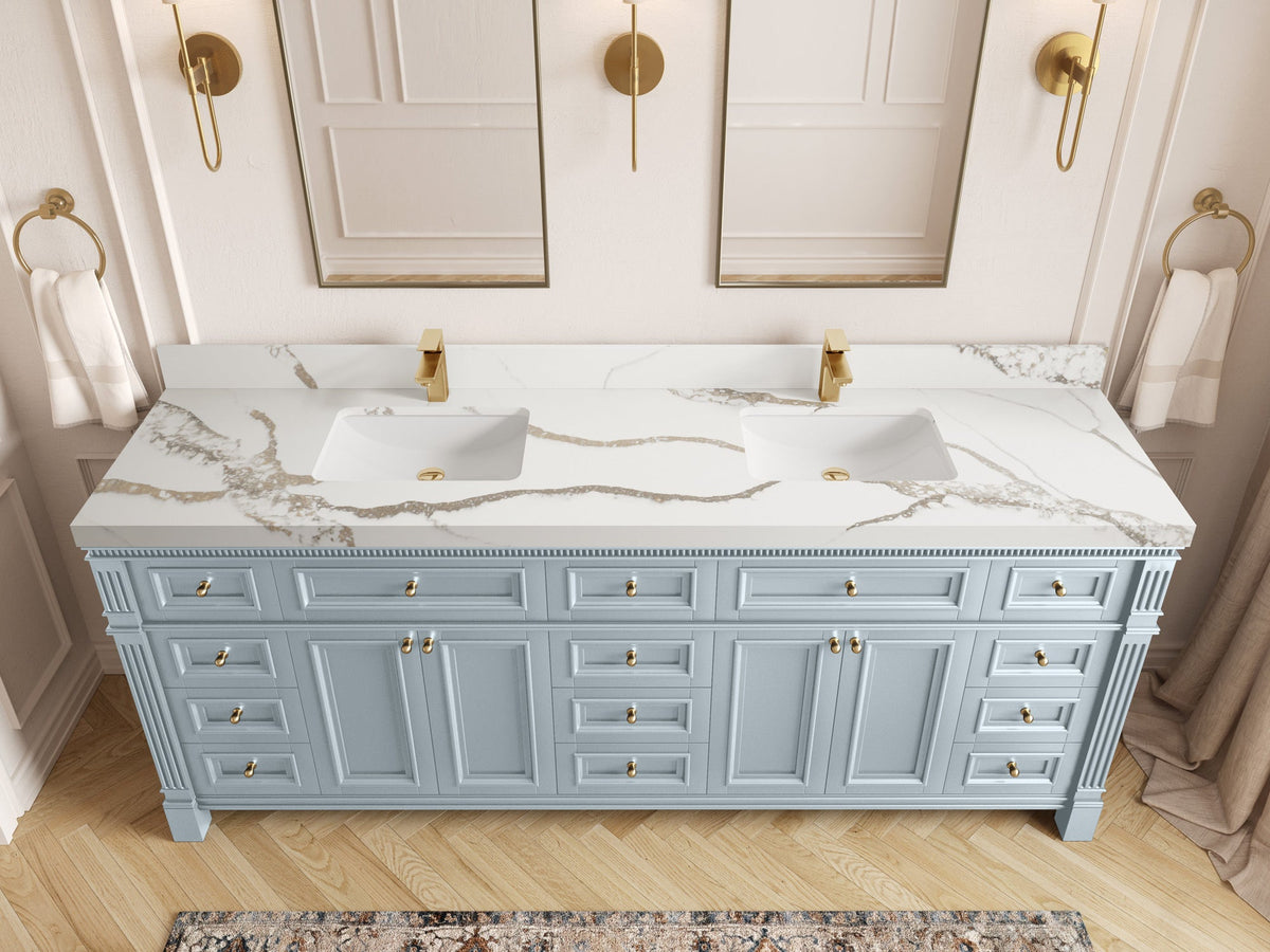 Paris 84 in. W x 22 in. D Double Sink Bathroom Vanity - Willow Bath and Vanity