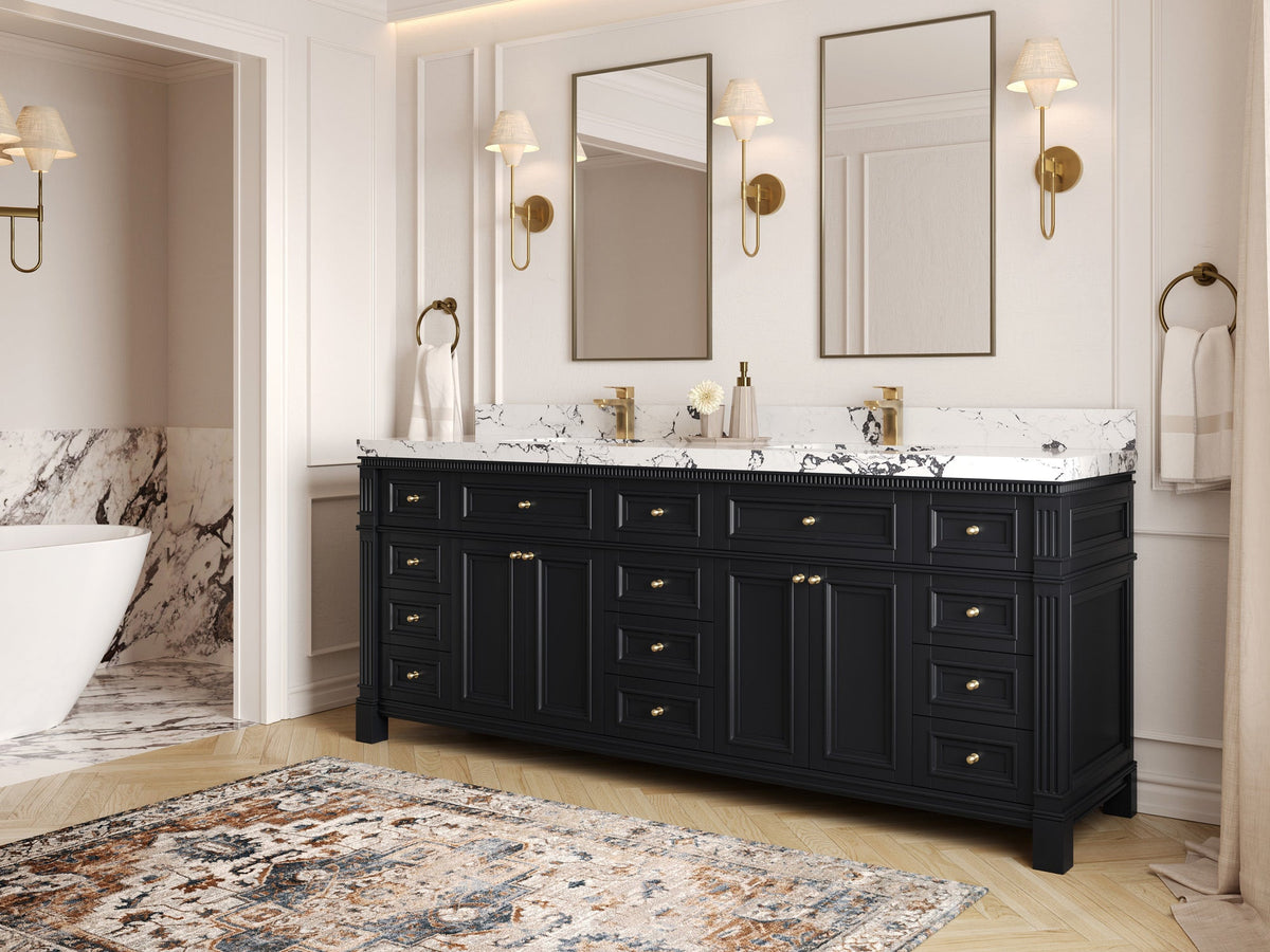 Paris 84 in. W x 22 in. D Double Sink Bathroom Vanity - Willow Bath and Vanity