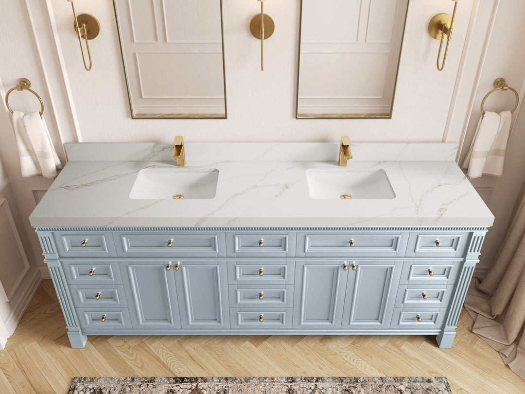 Paris 84 in. W x 22 in. D Double Sink Bathroom Vanity - Willow Bath and Vanity