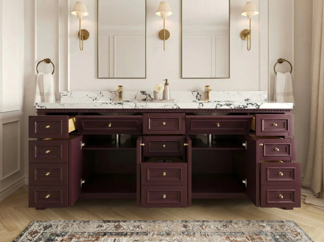Paris 84 in. W x 22 in. D Double Sink Bathroom Vanity | 
              
                Burgundy
                
                  
             - PRS_BGD_CA_BK_84 - photo №5