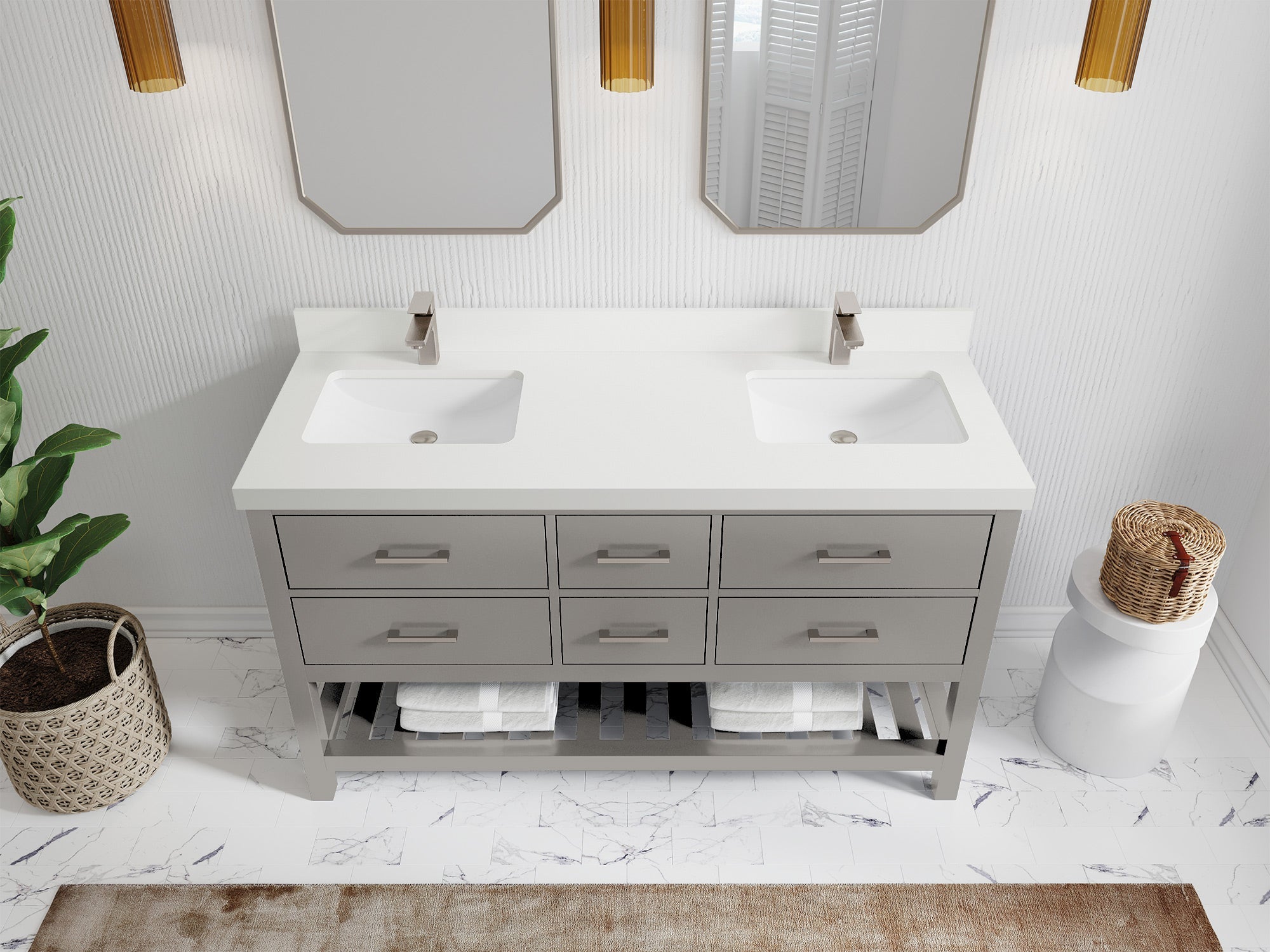 Parker 60 in. W x 22 in. D Double Sink Bathroom Vanity - Willow Bath and Vanity