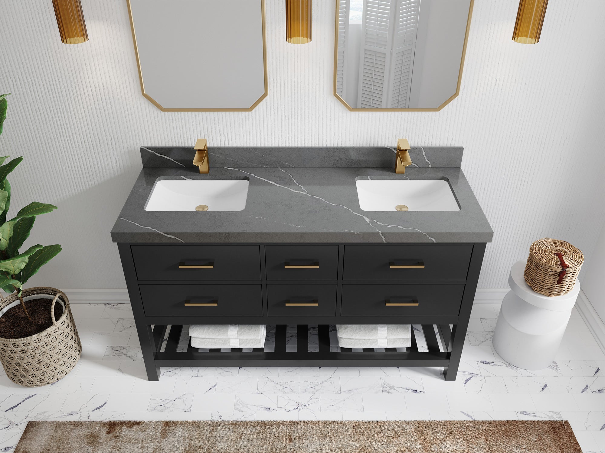Parker 60 in. W x 22 in. D Double Sink Bathroom Vanity - Willow Bath and Vanity