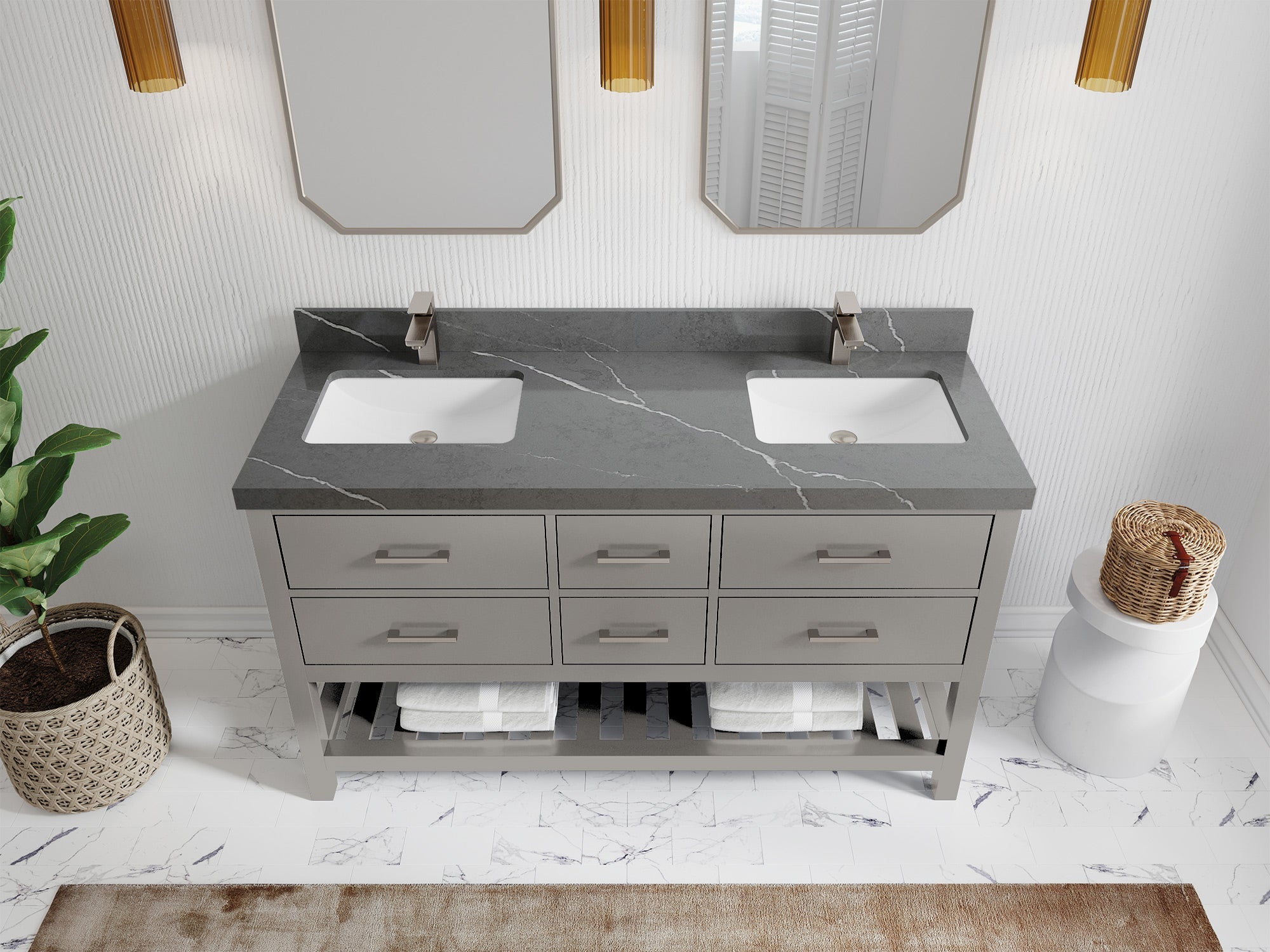 Parker 60 in. W x 22 in. D Double Sink Bathroom Vanity - Willow Bath and Vanity