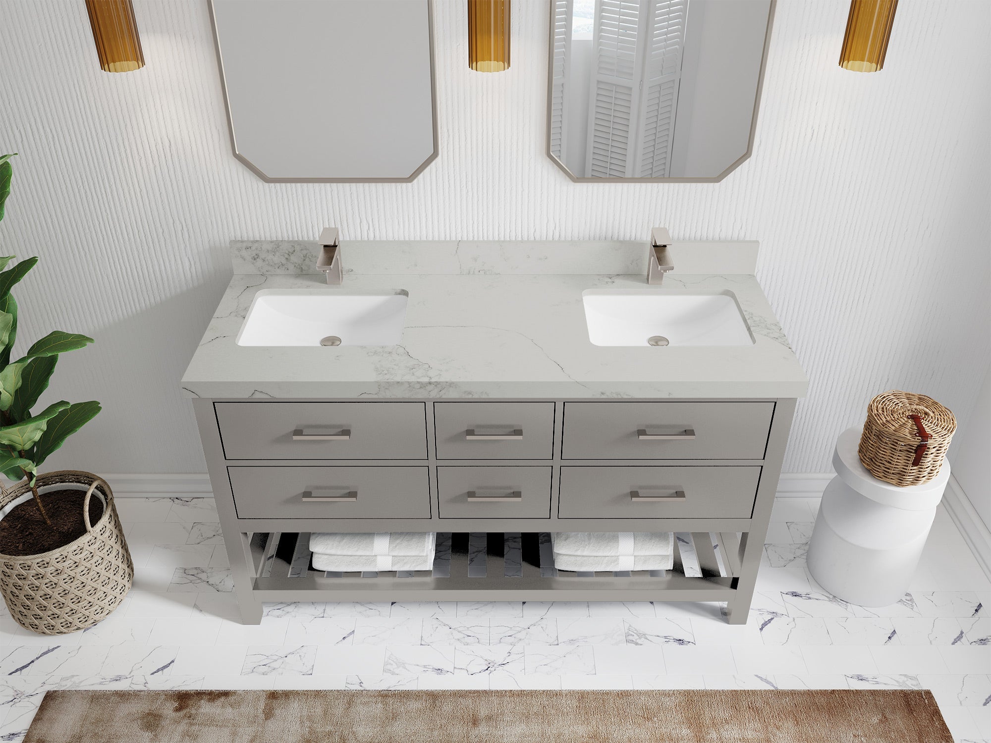 Parker 60 in. W x 22 in. D Double Sink Bathroom Vanity - Willow Bath and Vanity
