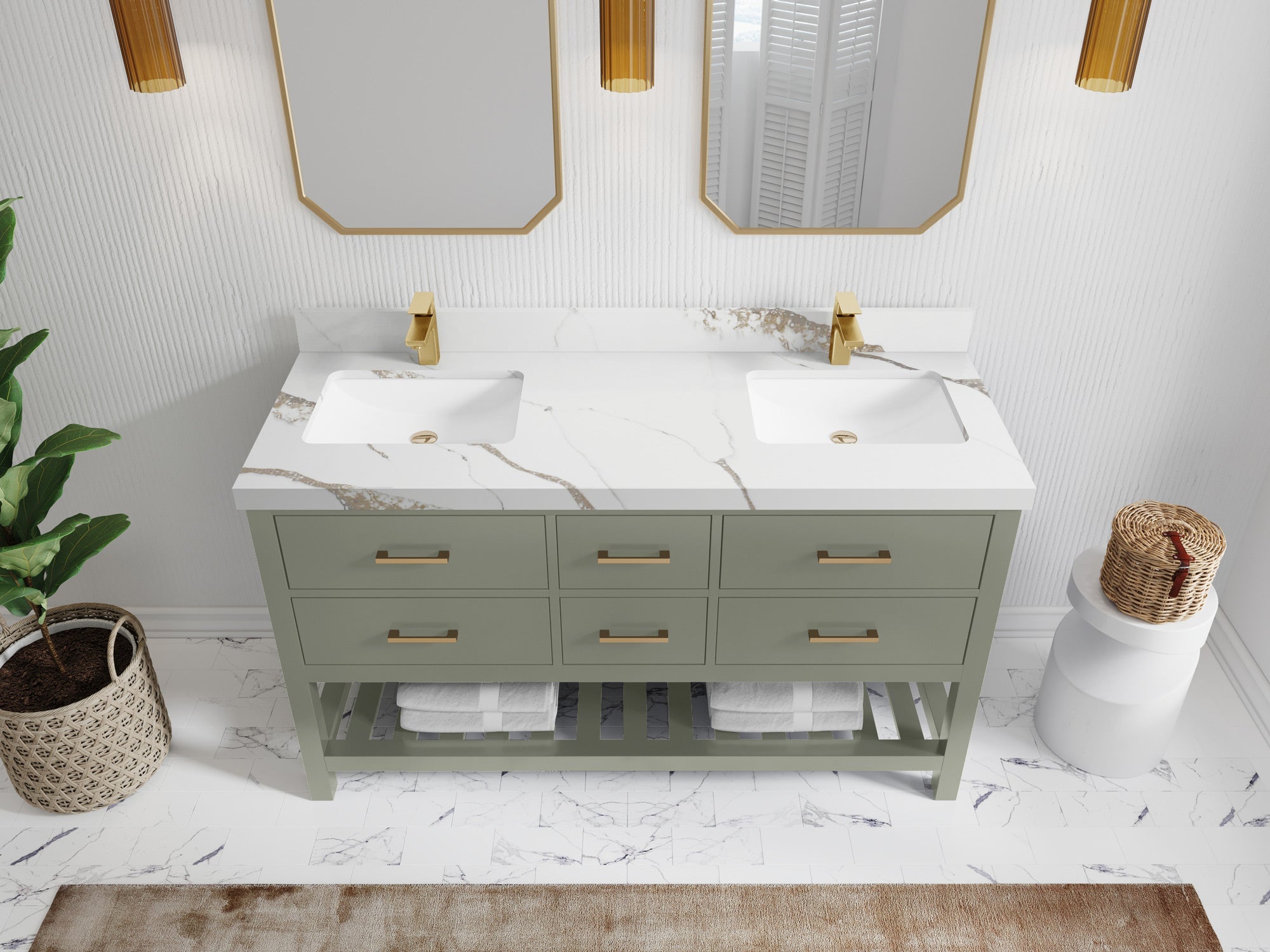Parker 60 in. W x 22 in. D Double Sink Bathroom Vanity - Willow Bath and Vanity
