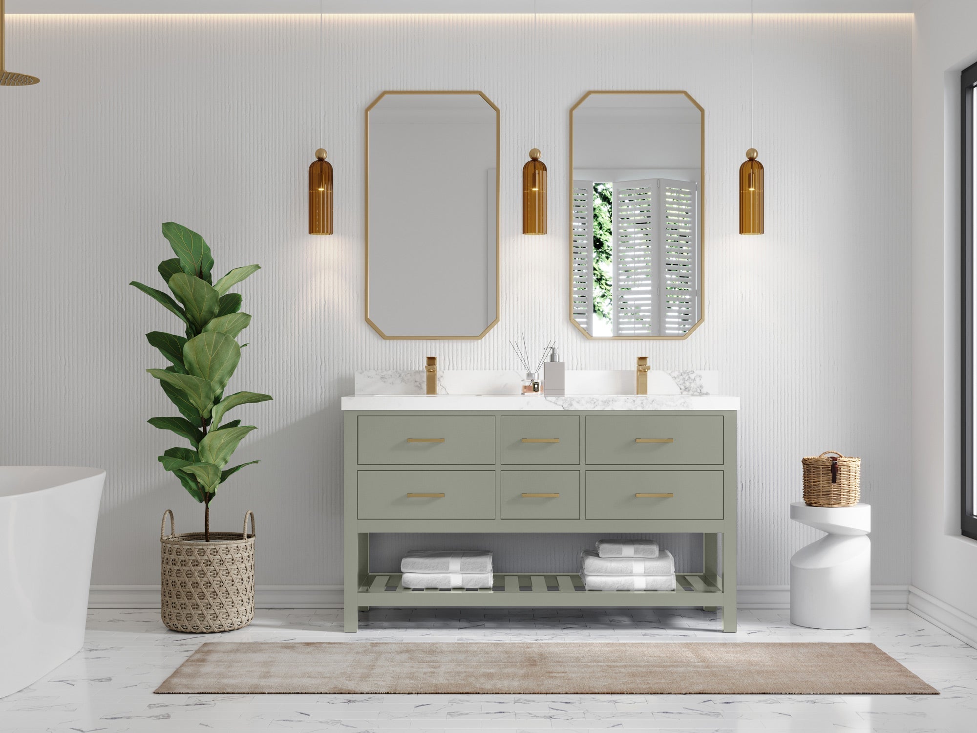 Parker 60 in. W x 22 in. D Double Sink Bathroom Vanity - Willow Bath and Vanity