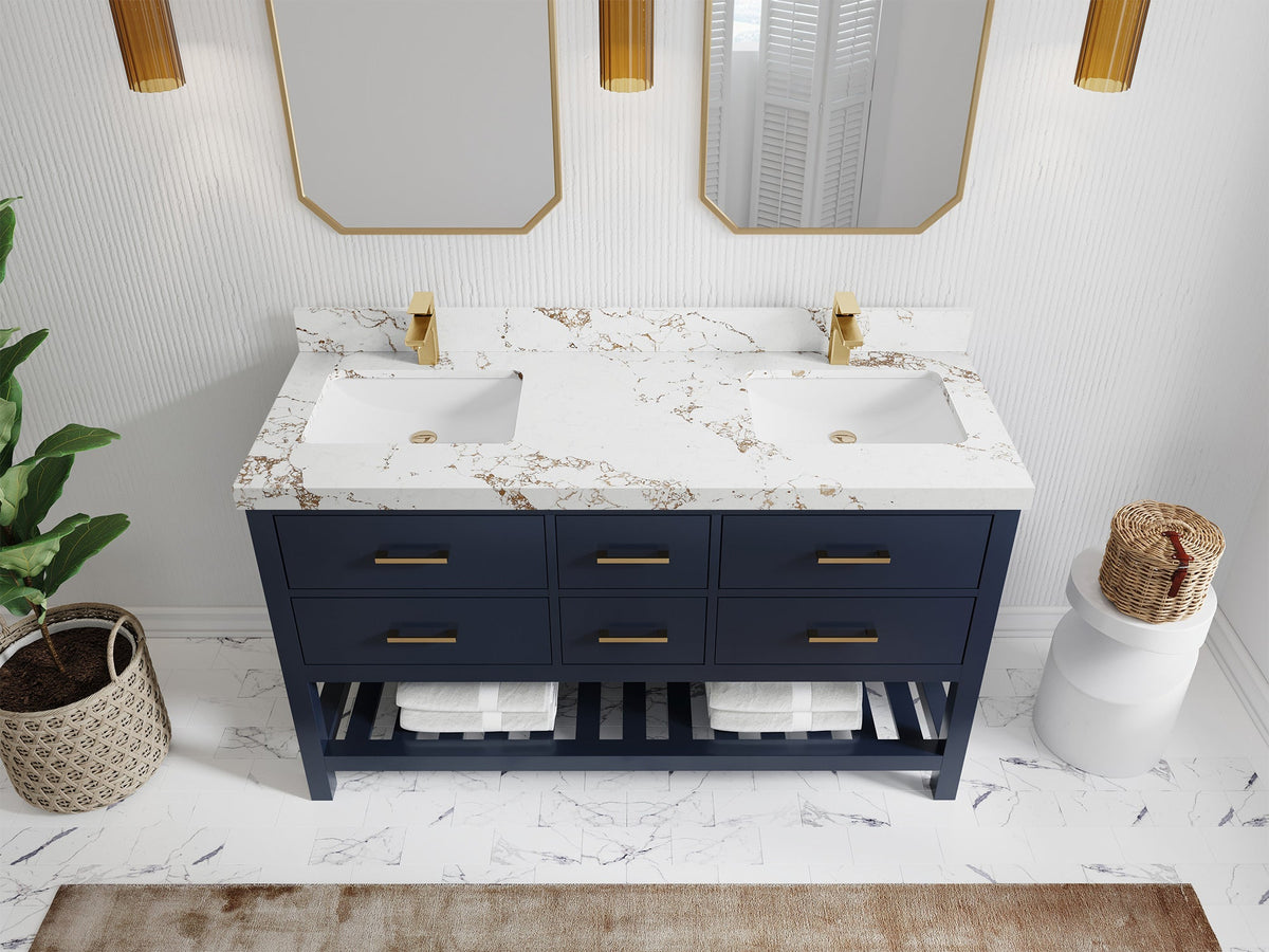 Parker 60 in. W x 22 in. D Double Sink Bathroom Vanity - Willow Bath and Vanity