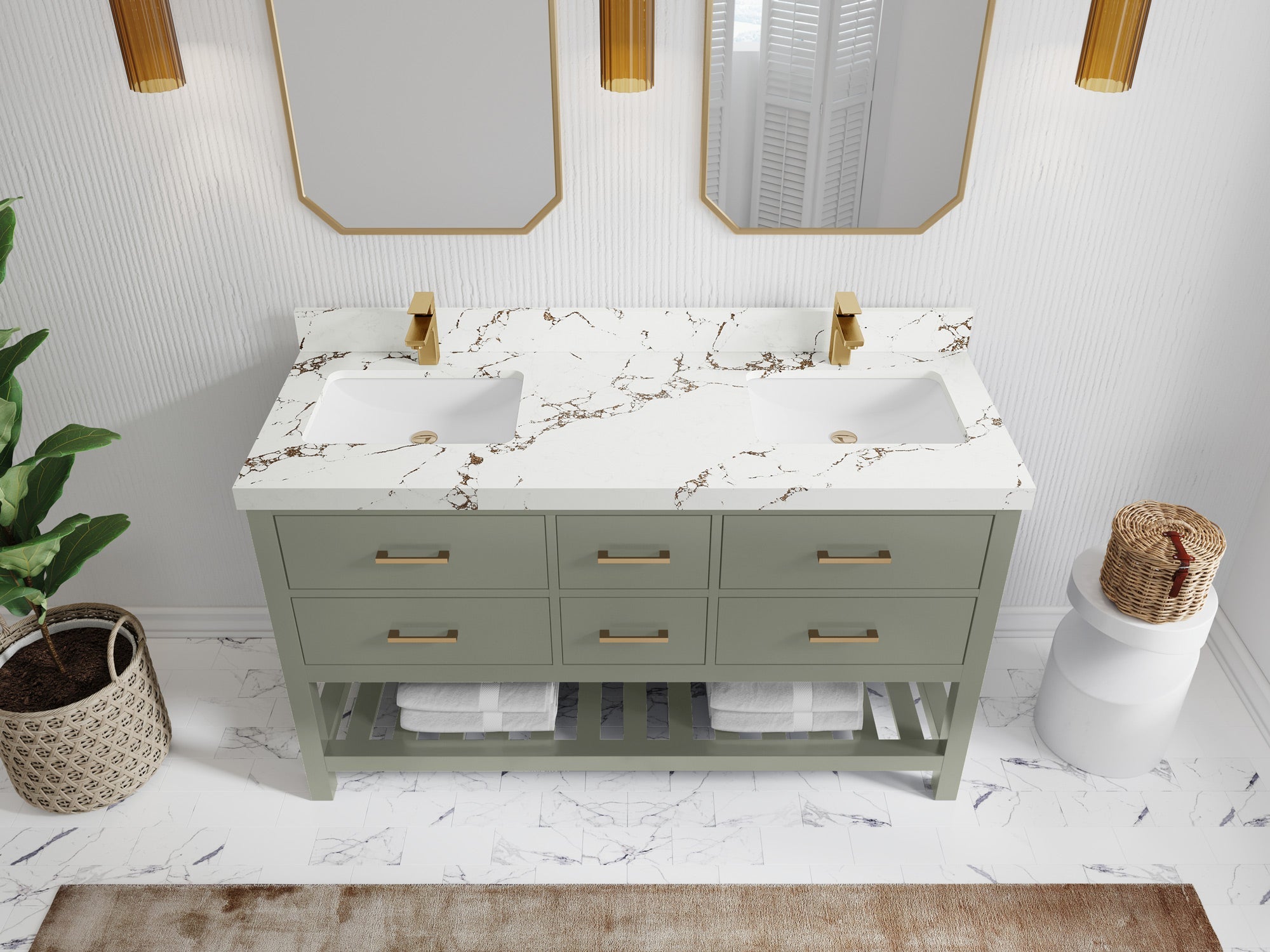 Parker 60 in. W x 22 in. D Double Sink Bathroom Vanity - Willow Bath and Vanity