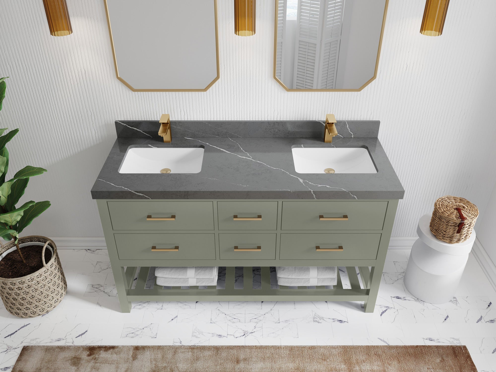 Parker 60 in. W x 22 in. D Double Sink Bathroom Vanity - Willow Bath and Vanity