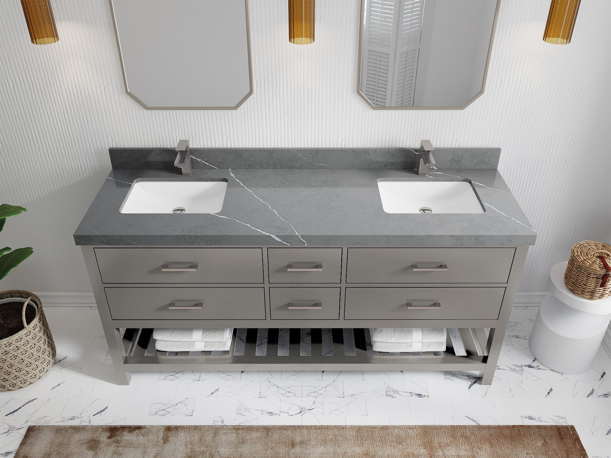 Parker 72 in. W x 22 in. D Double Sink Bathroom Vanity - Willow Bath and Vanity