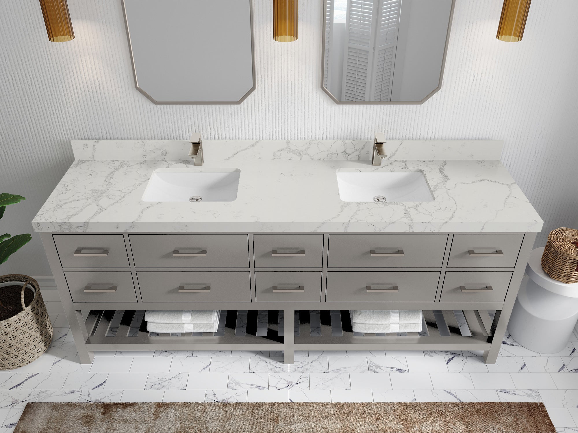 Parker 84 in. W x 22 in. D Double Sink Bathroom Vanity - Willow Bath and Vanity