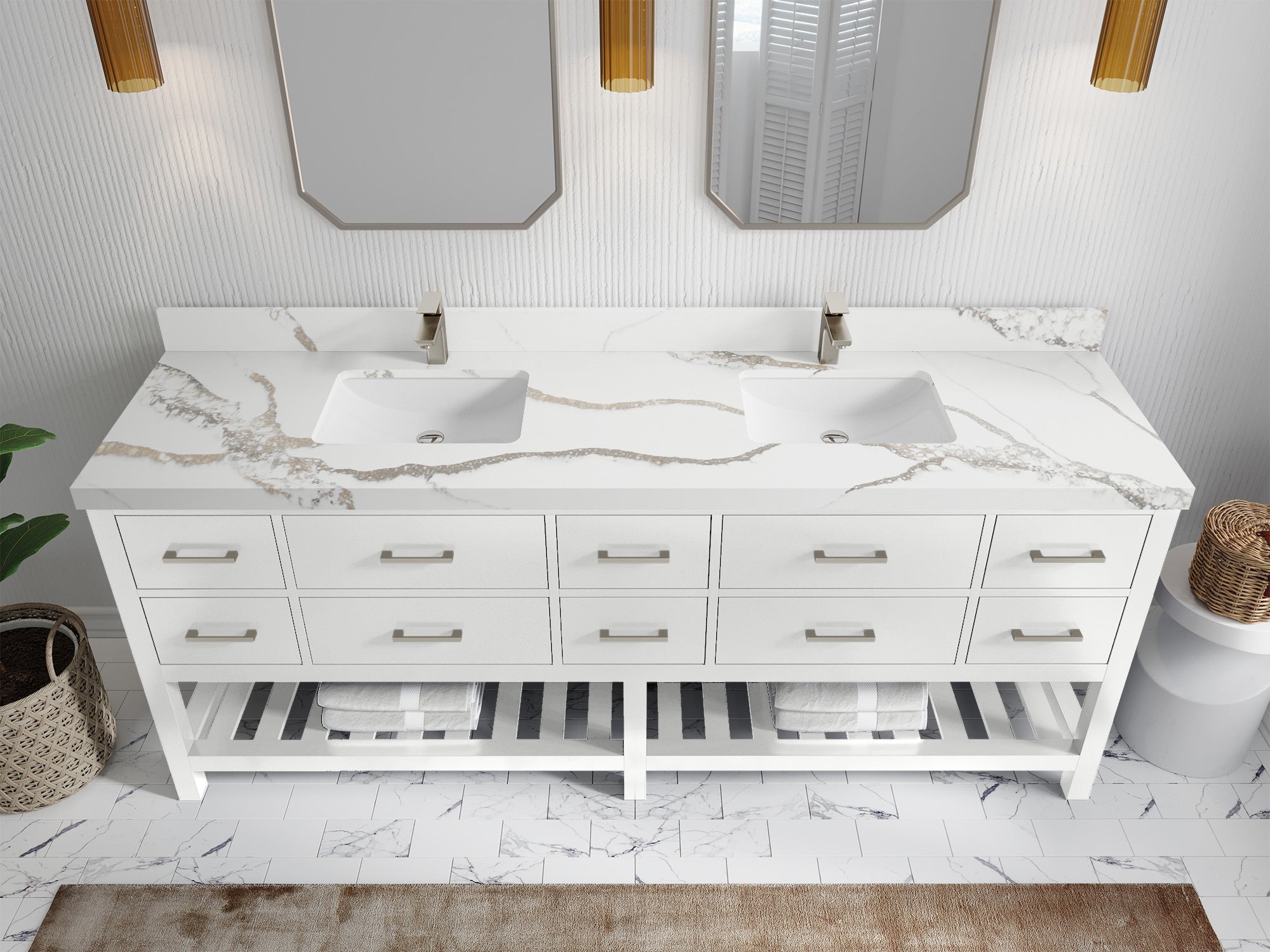 Parker 84 in. W x 22 in. D Double Sink Bathroom Vanity - Willow Bath and Vanity