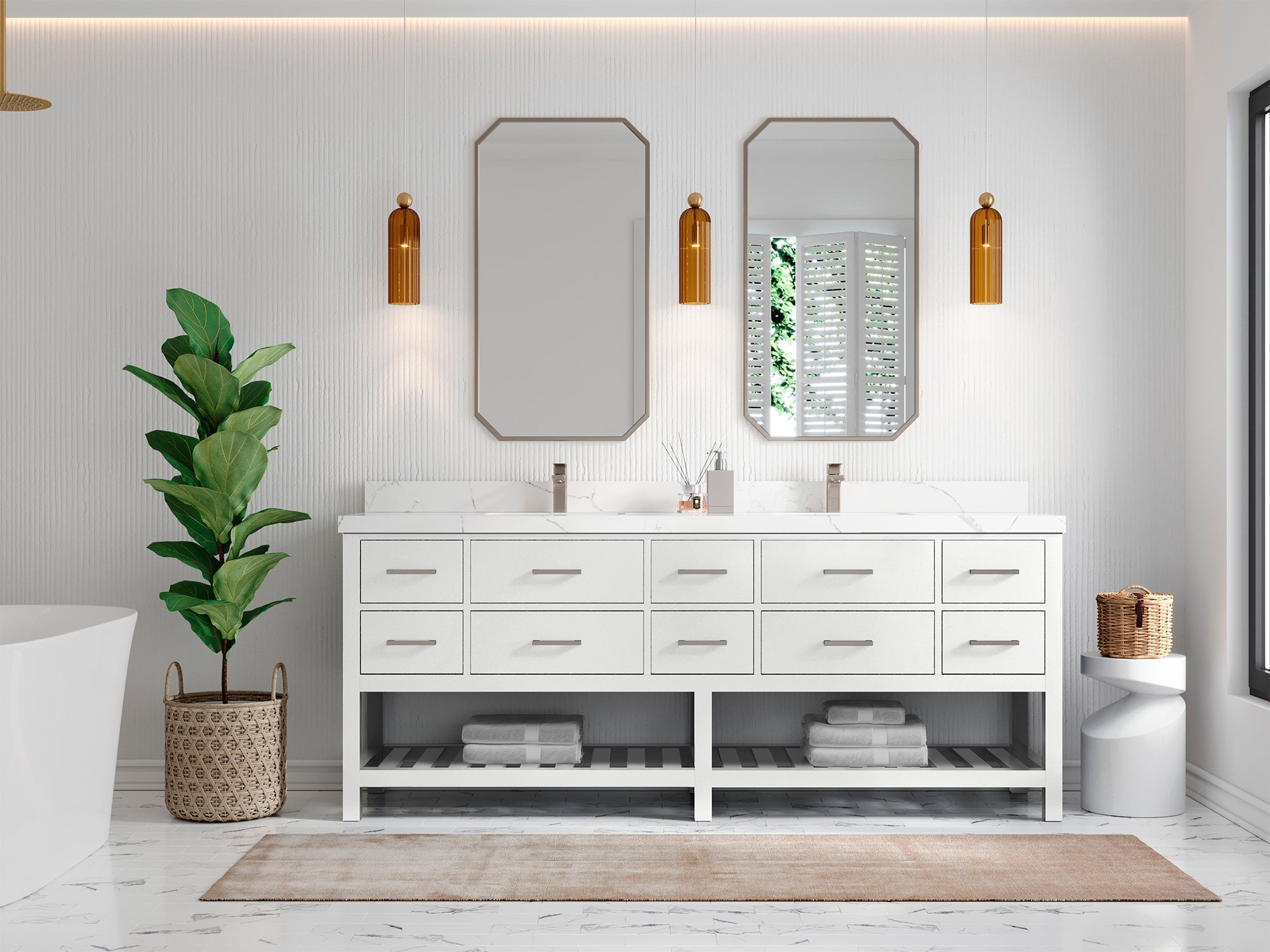 Parker 84 in. W x 22 in. D Double Sink Bathroom Vanity - Willow Bath and Vanity