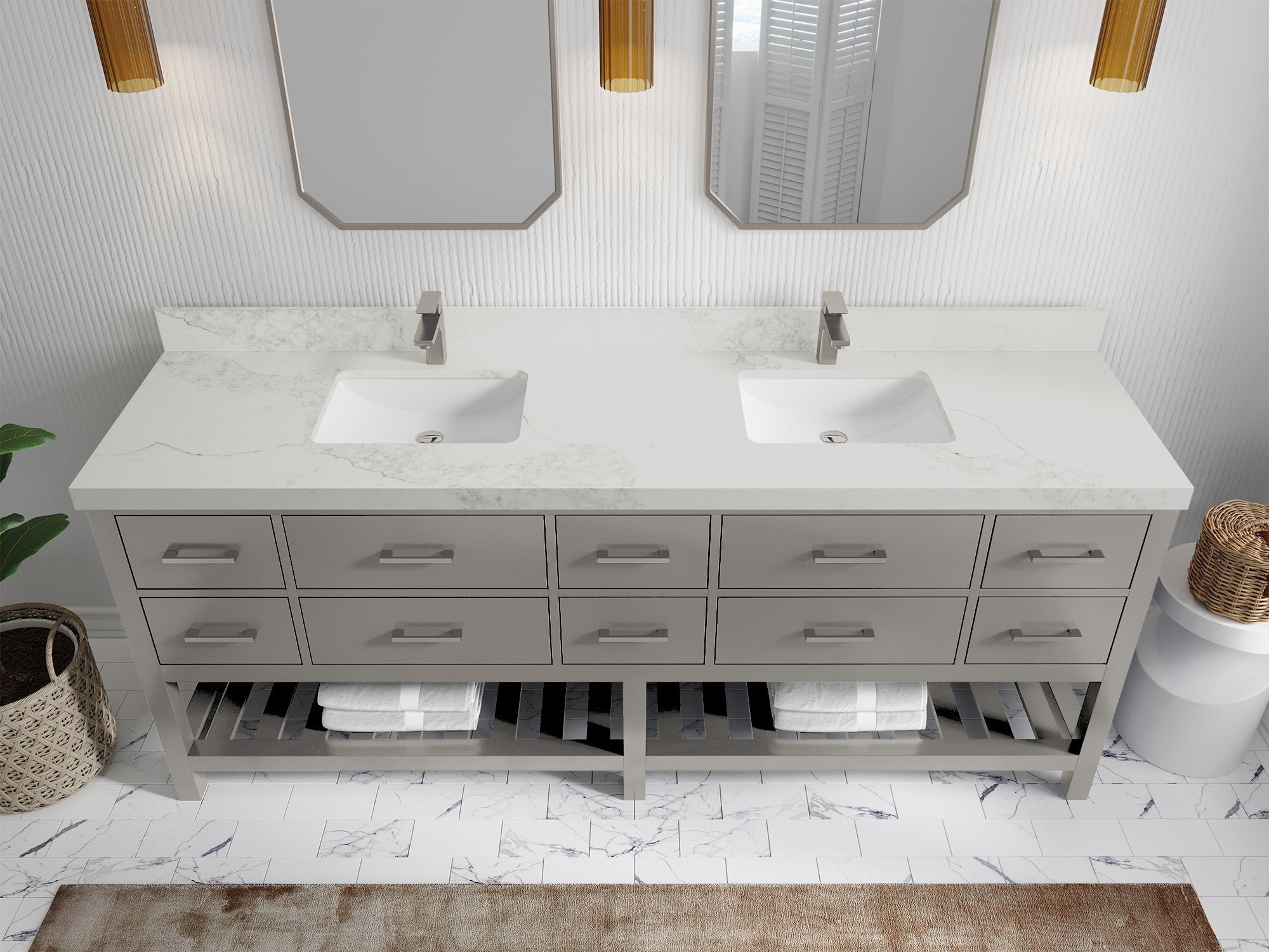 Parker 84 in. W x 22 in. D Double Sink Bathroom Vanity - Willow Bath and Vanity