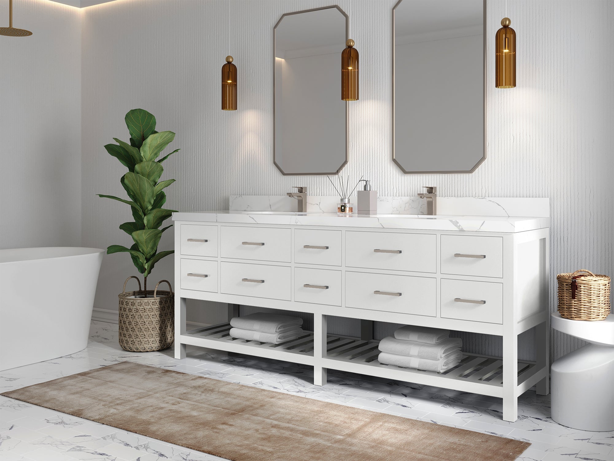 Parker 84 in. W x 22 in. D Double Sink Bathroom Vanity - Willow Bath and Vanity