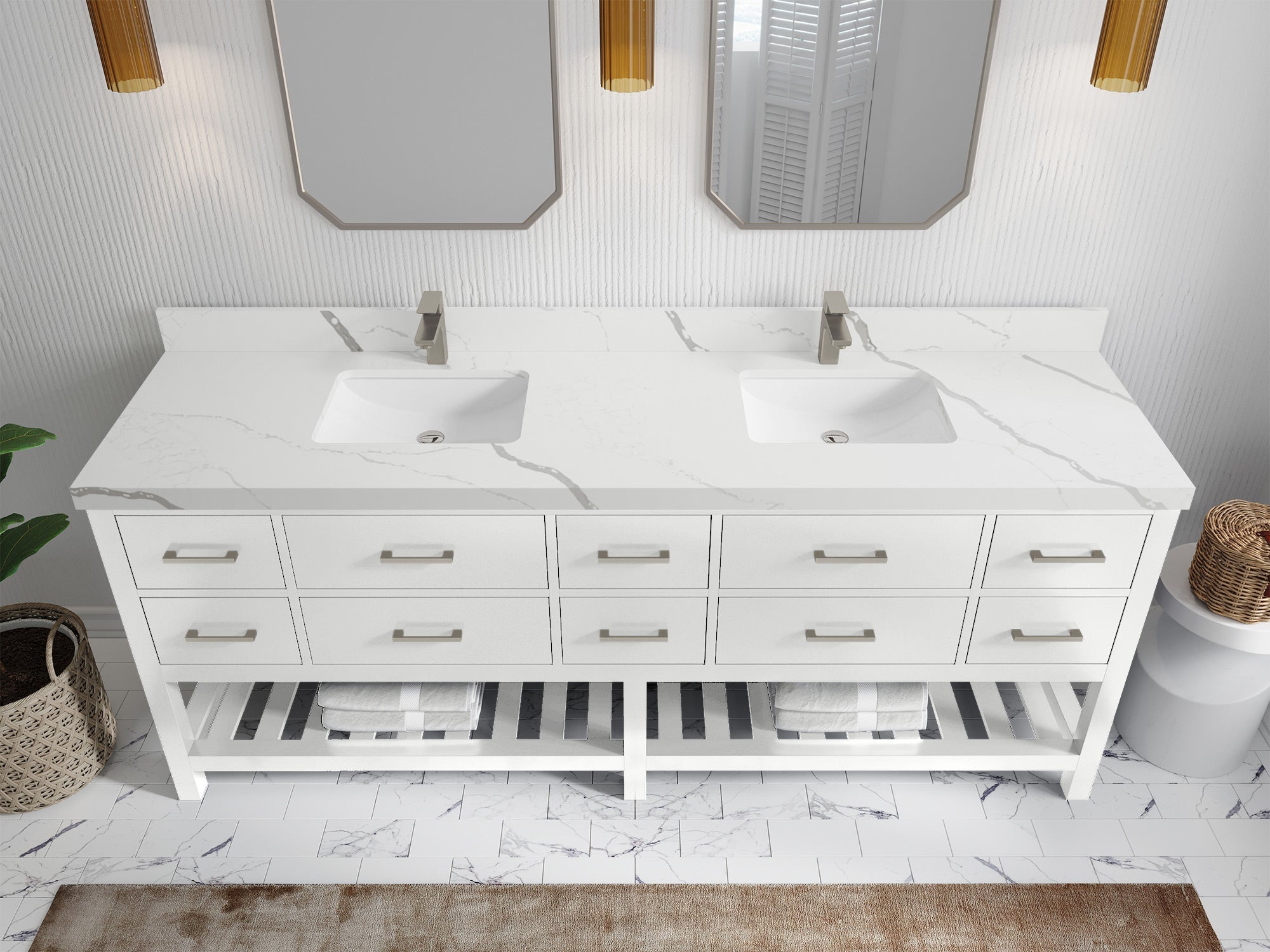 Parker 84 in. W x 22 in. D Double Sink Bathroom Vanity - Willow Bath and Vanity