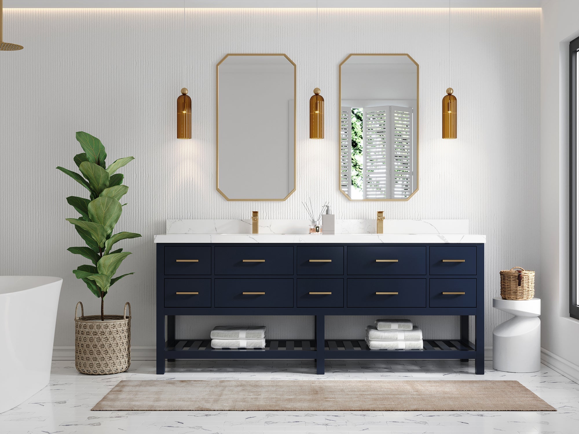 Parker 84 in. W x 22 in. D Double Sink Bathroom Vanity - Willow Bath and Vanity