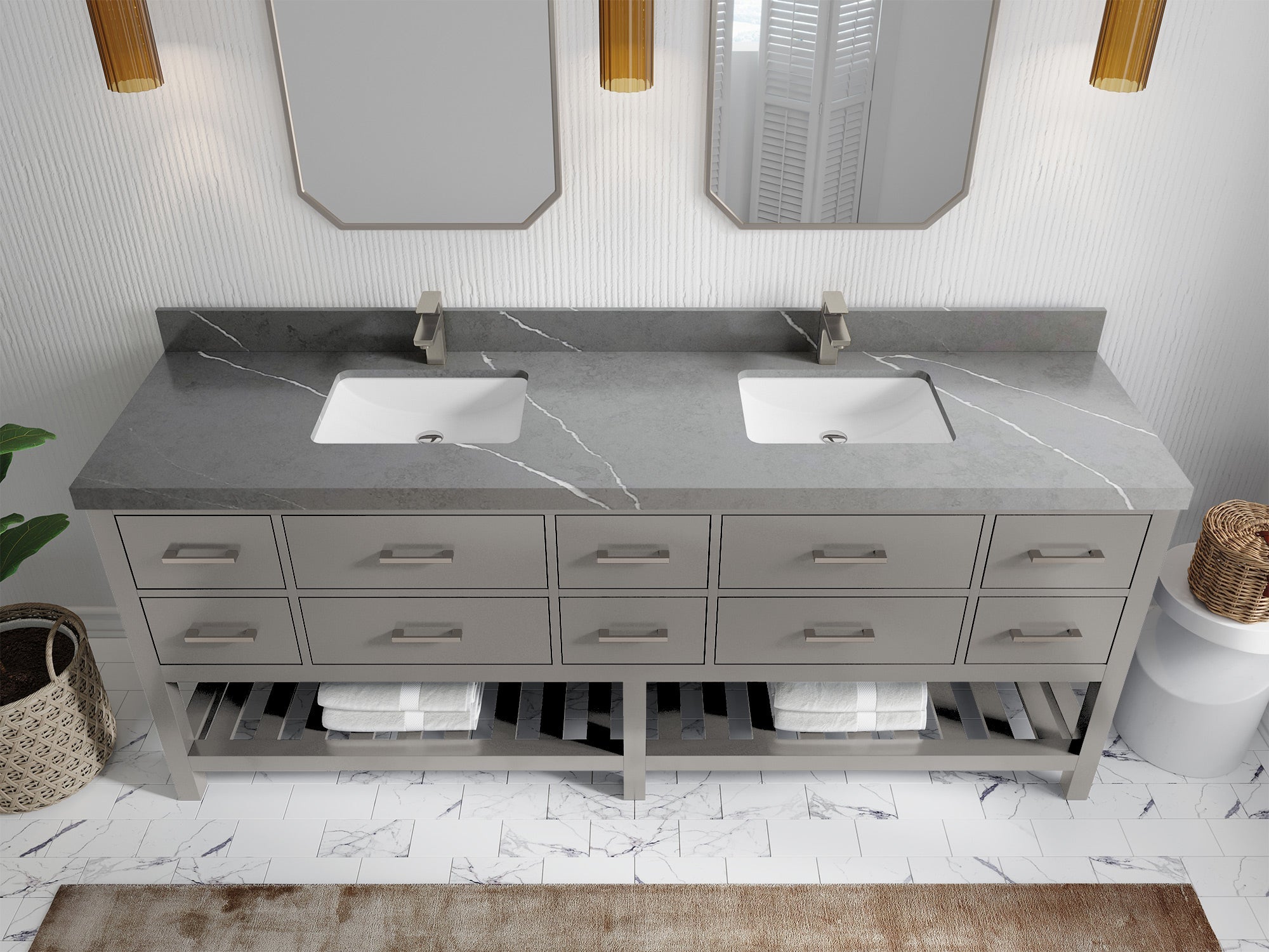 Parker 84 in. W x 22 in. D Double Sink Bathroom Vanity - Willow Bath and Vanity