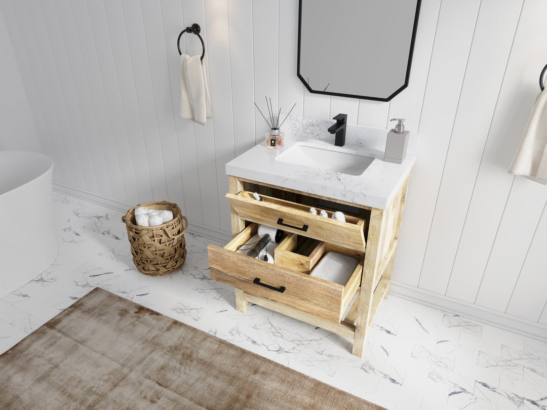 Parker Mango Wood 30 in. W x 22 in. D Single Sink Bathroom Vanity - Willow Bath and Vanity