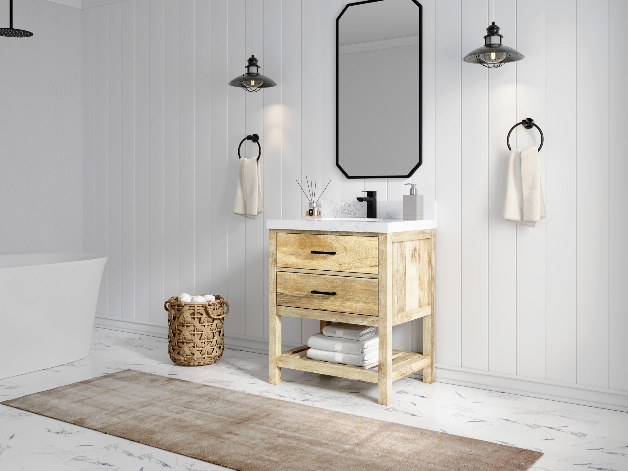 Parker Mango Wood 30 in. W x 22 in. D Single Sink Bathroom Vanity - Willow Bath and Vanity
