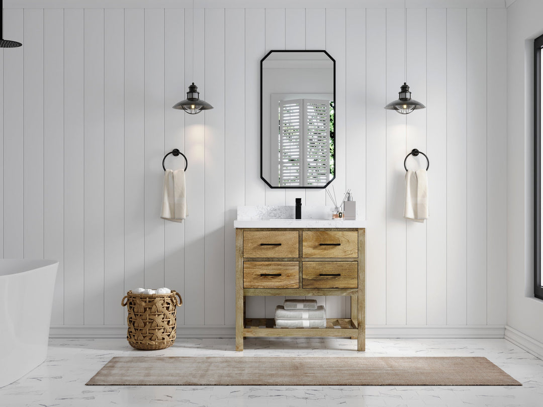 Parker Mango Wood 36 in. W x 22 in. D Center Sink Bathroom Vanity - Willow Bath and Vanity