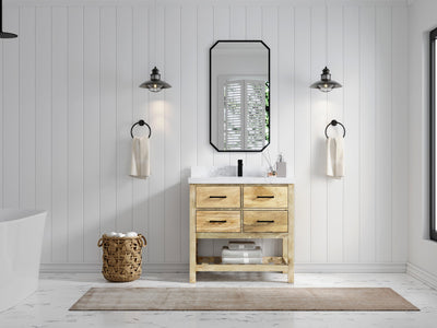 Parker Mango Wood 36 in. W x 22 in. D Center Sink Bathroom Vanity - Willow Bath and Vanity
