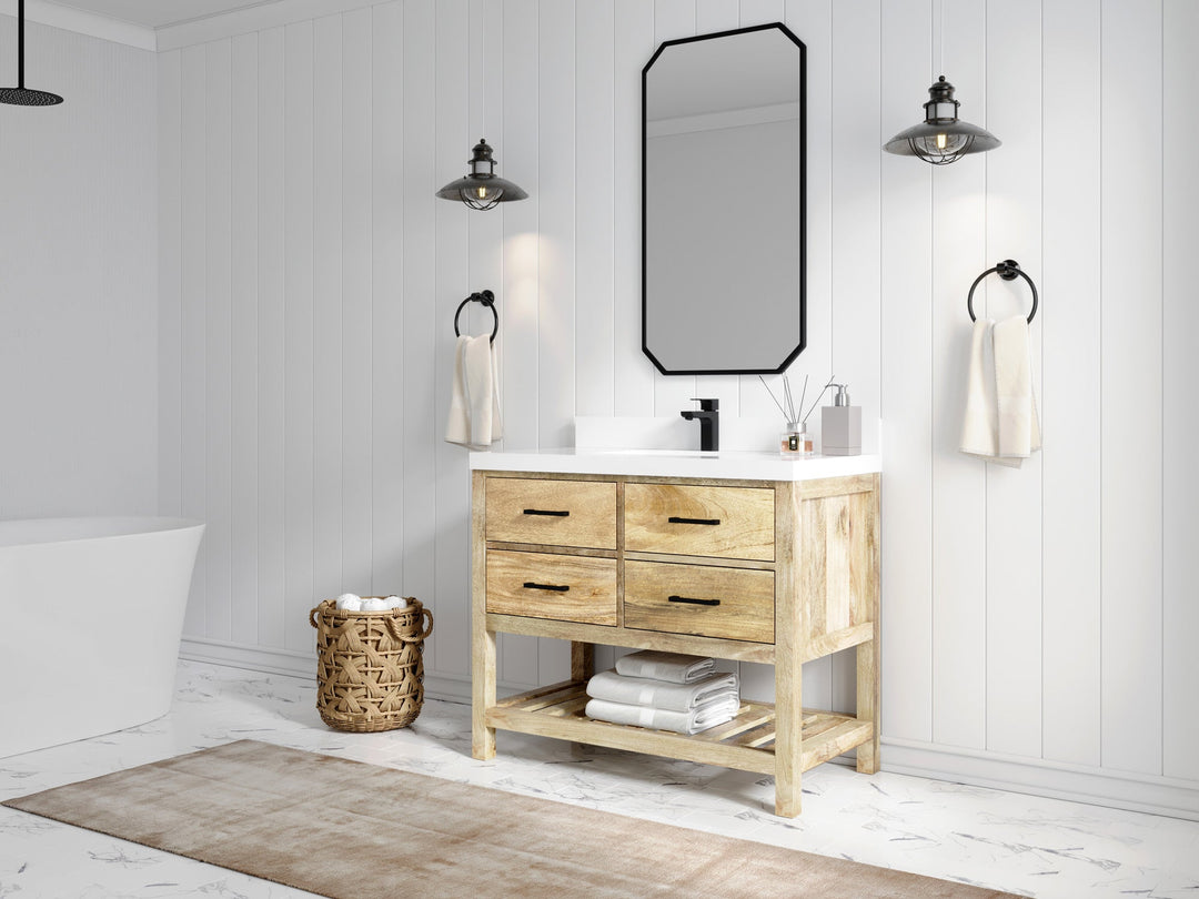 Parker Mango Wood 42 in. W x 22 in. D Single Sink Bathroom Vanity - Willow Bath and Vanity