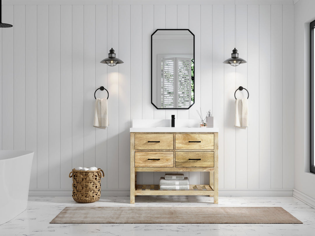 Parker Mango Wood 42 in. W x 22 in. D Single Sink Bathroom Vanity - Willow Bath and Vanity