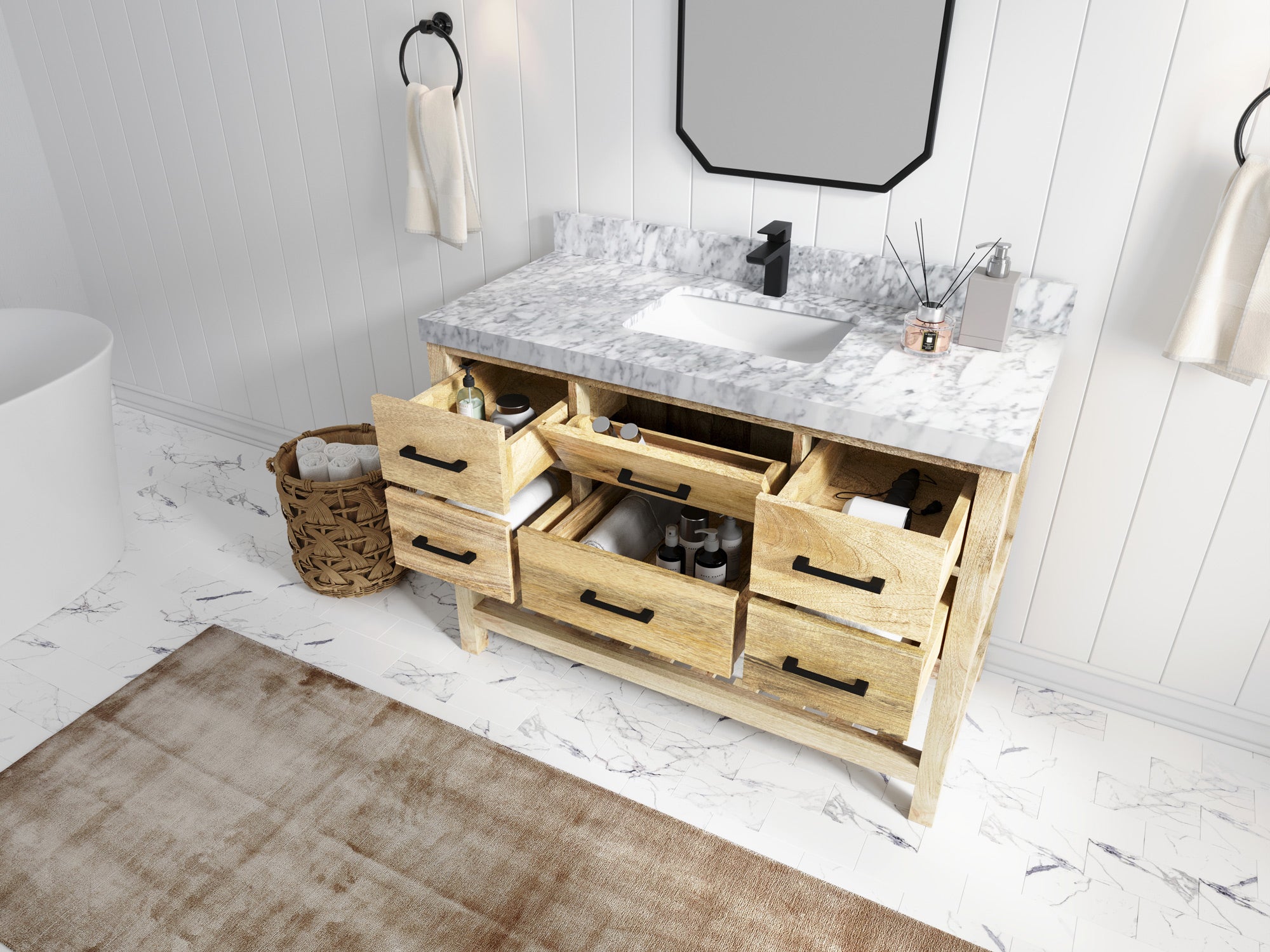 Parker Mango Wood 48 in. W x 22 in. D Single Sink Bathroom Vanity - Willow Bath and Vanity